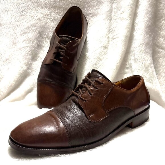 Pronto Uomo Firenze Men’s Size 9 M Brown Leather Cap Toe Italian Leather Oxford - Picture 2 of 7
